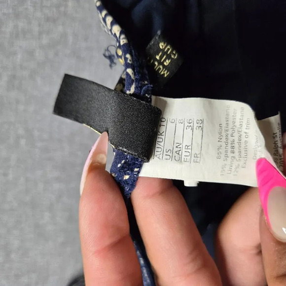 Niptuck Swim Ruched Gold/Navy Swimsuit - Picture 8 of 8